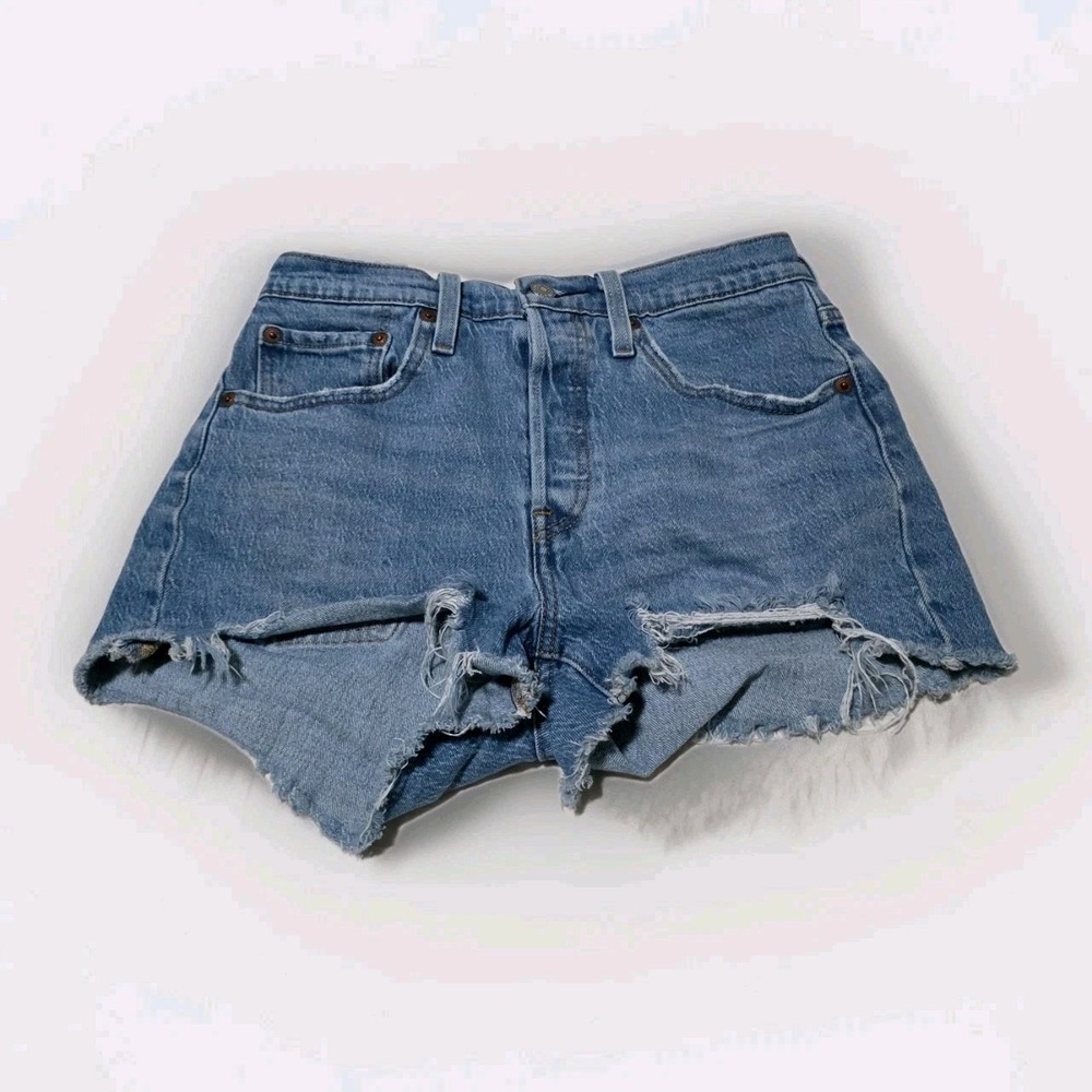 Levi's Light Blue Distressed Denim Jean Shorts